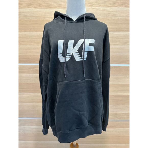 UKF Unisex Pullover Hoodie Black M Long Sleeve Sweatshirt DRUM BASS EDM RAVE!! - Picture 1 of 6